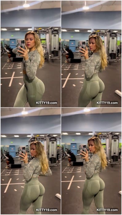 Catlin Hill naked ass in tight fit pants. She take off her dirty and wet panties and showing butts after hard gym time!