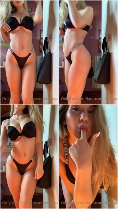 Laura Sommaruga tits in sexy black bra on full rare leak video from her Onlyfans! Big boobs so hot boucing and need cumshot.